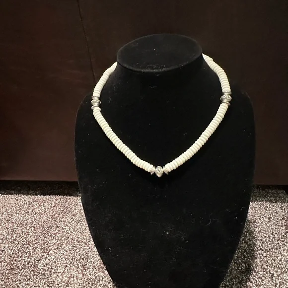 Hand Crafted Elegant White Bone & Sterling Silver Beaded Necklace - Picture 1 of 4